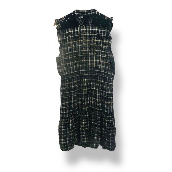 Torrid Plaid Button Front Dress Size 18 Black Yellow Lace Ruffle Smocked Waist - Picture 14 of 15